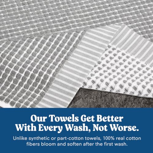 Sculpted Terry Bath Towels, 100% American Cotton, Quick-Dry Set (2 Pack)