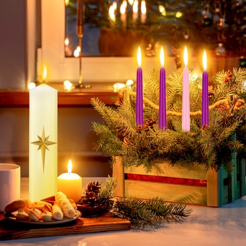 MTLEE Advent Candle Set with Morning Star & 4 Tapers for Church 12in