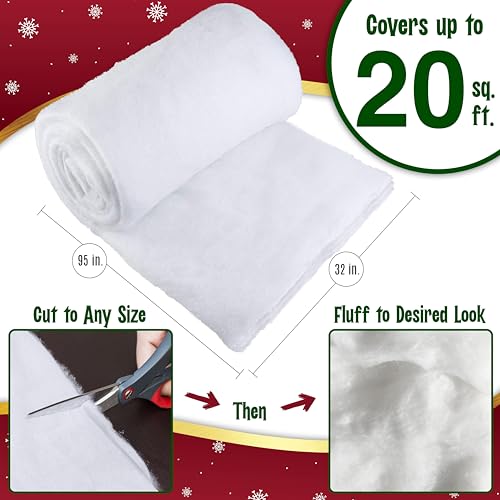 Thick Faux Snow Blanket Roll - 94 x 31 Inch Christmas Village Decor