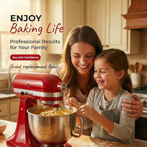 5-Quart Stainless Steel Mixing Bowl with Handle for Tilt-Head Stand Mixers