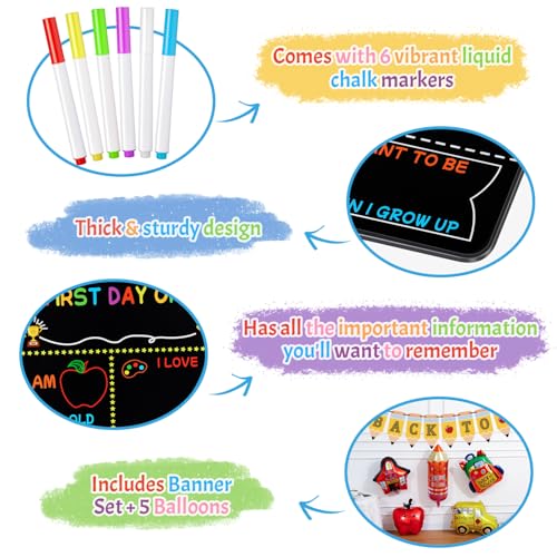 First and Last Day of School Sign Kit with Chalk Markers and Party Decor
