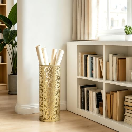 Gold Metal Round Umbrella Stand, Space-Saving Entryway Storage Rack