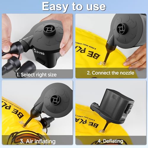 Portable Battery Powered Air Pump for Inflatables with 3 Nozzles