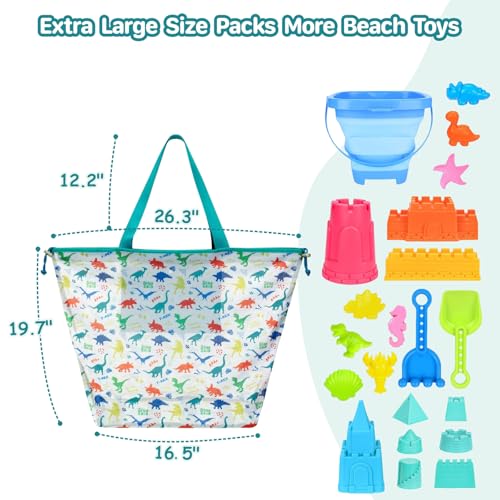 Extra Large Mesh Beach Toy Bag with Drawstring, Sand-Free Storage Tote