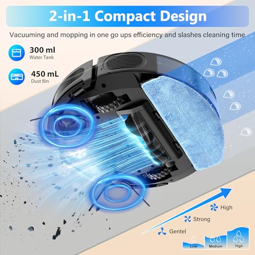 Tikom G8000 Max Robot Vacuum and Mop Combo, 5000Pa Suction, Pet Hair