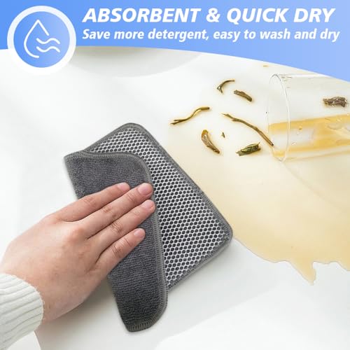 Dual-Sided Microfiber Dish Cloths with Scrubber, 7x7 Inch, 9 Pack