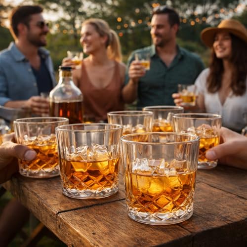 10 oz Plastic Whiskey Glasses Set of 24 - Clear Shatterproof Cocktail Glassware