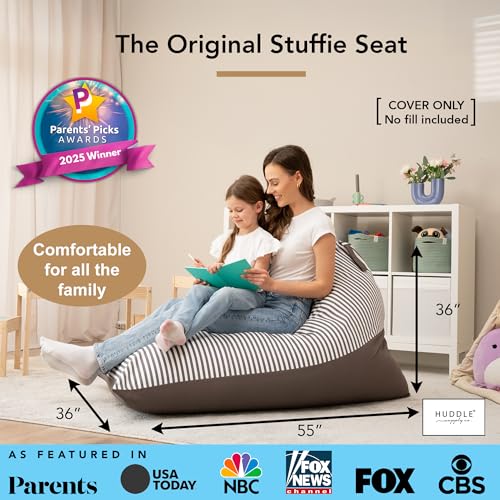 XL Stuffed Animal Bean Bag Storage Chair Cover - Washable Cotton Canvas