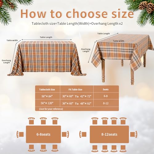 B-COOL Buffalo Checkered Rectangle Tablecloth 56x120 Inches Brown Grey