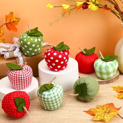 8 Pcs Artificial Fabric Apples - Fall Table Decor & Bowl Filler