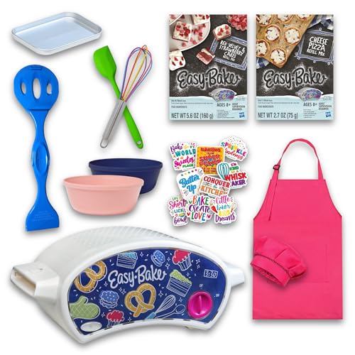 Kids Electric Baking Oven Set with 20 Pieces, Refill Mixes, and Apron