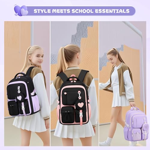 MOONBABY Girls School Backpack for Elementary and Middle School Students