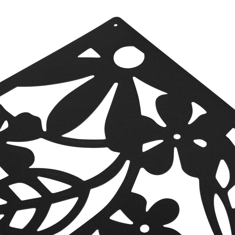 ANMINY 24 PCS Hanging Room Divider Flower Carving Pattern Panels Decorative Wall Screen Panel Hollow Out Design for Living Dining Room Kitchen Bedroom Office Bar Restaurant Home Hotel Decor - Black