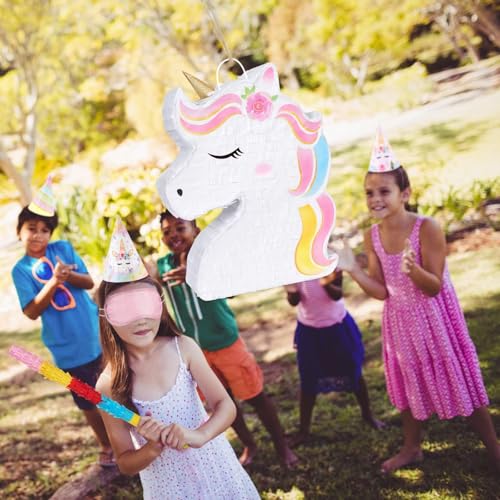 WERNNSAI Unicorn Piñata Set with Blindfold and Stick for Kids Birthday