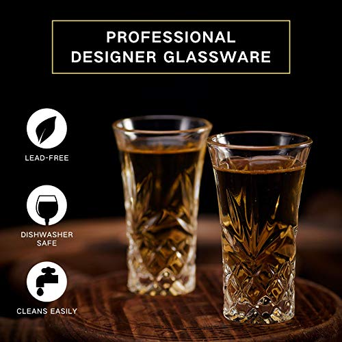 JAIEF Set of 6 2oz Heavy Base Tequila Shot Glasses - Lead-Free, Dishwasher Safe