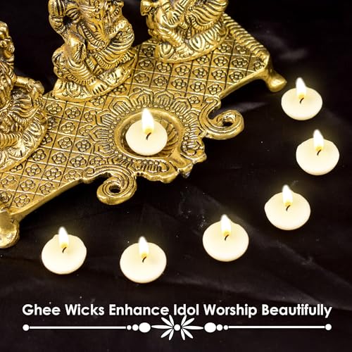 Pure Ghee Wicks for Puja - 100 Pack Ready-to-Use Cotton Diya Batti