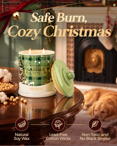 Pine Balsam Fir 2-Wick Soy Candle, 12.7oz—M&SENSE Christmas Glass Jar