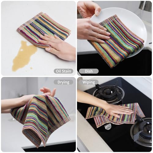 100% Cotton Kitchen Dishcloths, Ultra Absorbent Dish Rags - 8 Pack (12x12 In)