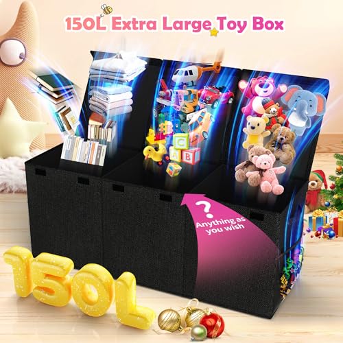 Extra Large Collapsible Toy Chest Storage Organizer with Dividers