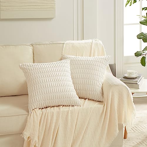 Fancy Homi Corduroy Throw Pillow Covers 18x18 - Set of 4 Boho Cushion Cases