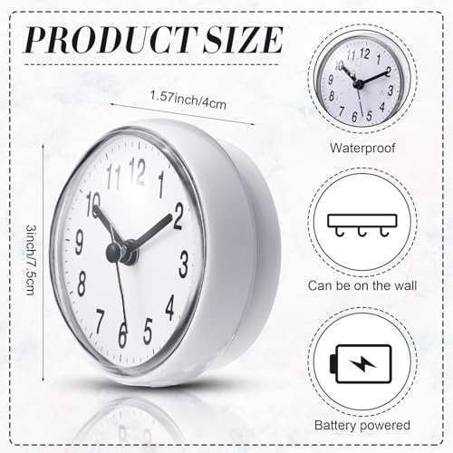 Waterproof Bathroom Wall Clock with Suction Cup, 3-Inch Small Digital Clock