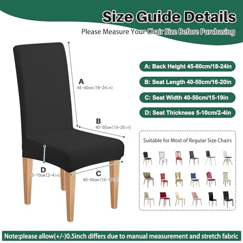 High Stretch Dining Chair Covers Set of 6, Washable & Soft