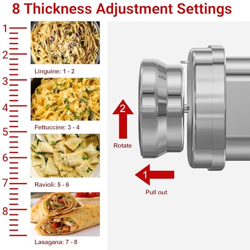 3-in-1 Pasta Maker Attachment for Stand Mixers, Stainless Steel Roller