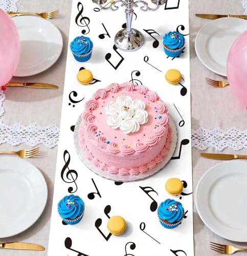 6 Pcs Music Notes Plastic Table Runner 14x108 inch for Party Wedding Birthday Baby Shower