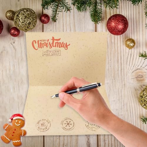 Vintage Santa Claus Greeting Cards Set with Kraft Envelopes - 5 Pack, 6x4" Christmas Postcards with Variation Santa Claus With Bags