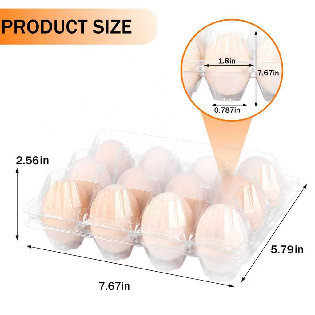 ZHIGLMYD 100 Pack 12 Count Plastic Egg Cartons - Bulk Cheap Clear Reusable Egg Containers for Chicken Eggs, Dozen Egg Storage Solutions.