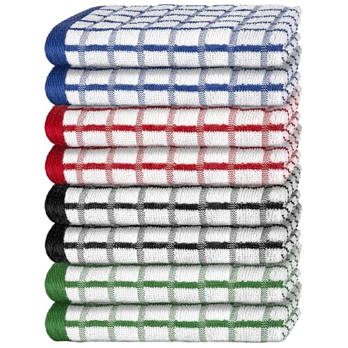 100% Cotton Kitchen Dish Towels, 16x26 Inch, 8 Pack - Ultra Absorbent