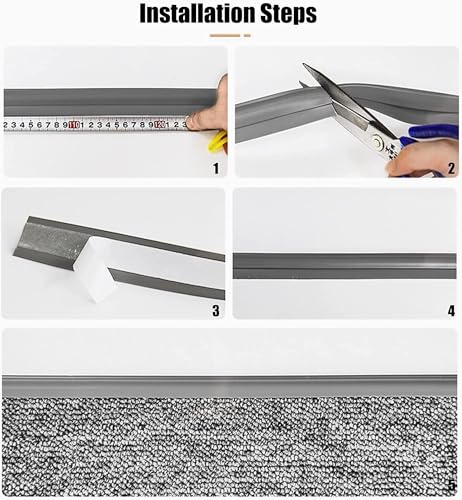 10ft Carpet Transition Strip - Gray Waterproof Self-Adhesive Edge Trim for Rugs & Floor Edges
