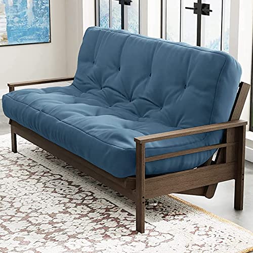 10-Inch Full Size Futon Mattress, Memory Foam Sofa Bed Cushion, Mineral Blue