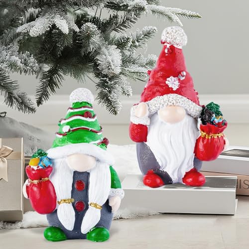Winter Resin Gnomes Decor Set - Brizoria Green-Red Hat Figurines