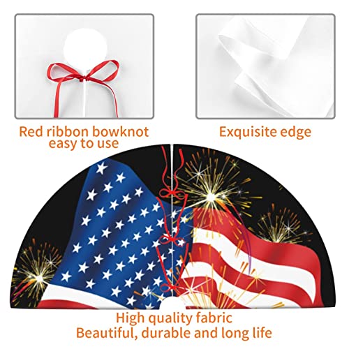 Ubouigr Bald Eagle American Flag Christmas Tree Skirt 36" (36 Inch) Thickened