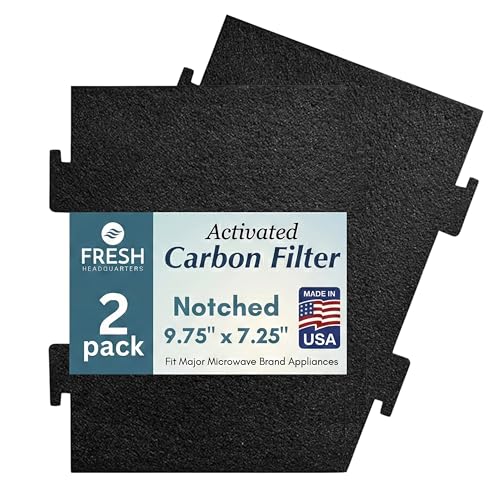 Notched Activated Carbon Microwave Hood Filter 9.75" x 7.25" - 2-Pack for Whirlpool & KitchenAid (W1128298) - Made in USA