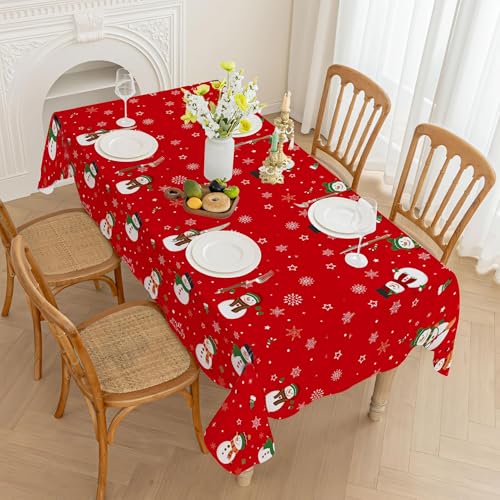 Sundonix Christmas Table Cloth Rectangle 3 Pack - Disposable Plastic Holiday Cover 54x108 Inches - Variation 2