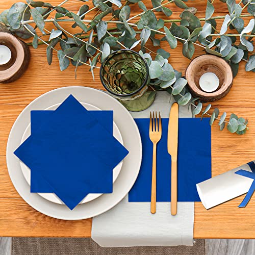 Gatherfun Blue 3-Ply Disposable Cocktail Napkins 80PCS 10x10 Inch / 5x5 Inch Party Tableware