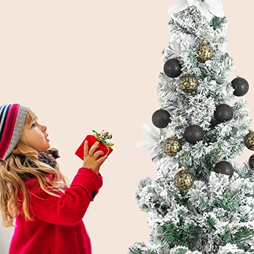 Emopeak Black Gold Leopard Christmas Balls Ornaments - 24 Pack, 2.5 Inch