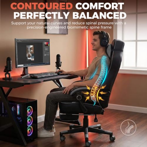 Heavy Duty Ergonomic Gaming Chair, 350lb Capacity High Back Office Chair