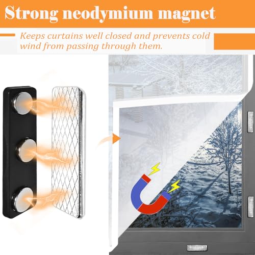 12 Pairs Curtain Magnets Closure with Adhesive for Blackout Curtains