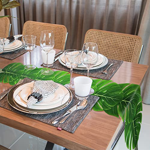 Waydress 4 Pcs Tropical Palm Leaf Table Runners 72 Inch Long - Natural Fake Leaf Decor for Party & Event