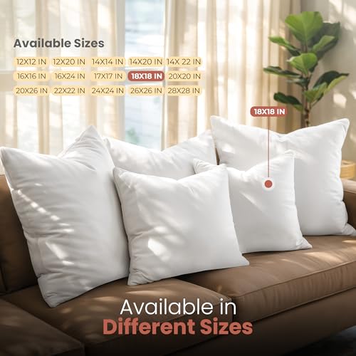 Utopia Bedding 18x18 Throw Pillow Inserts, 2 Pack Fluffy Couch Cushions