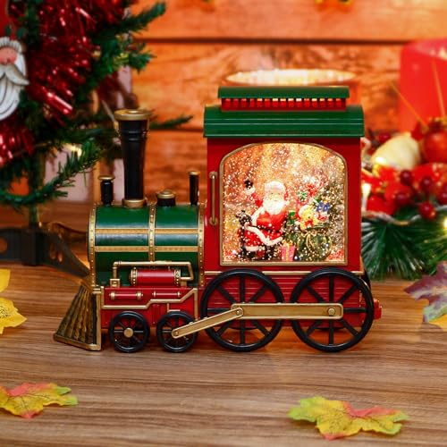 Musical Christmas Train Snow Globe Lantern with LED Lights & Timer