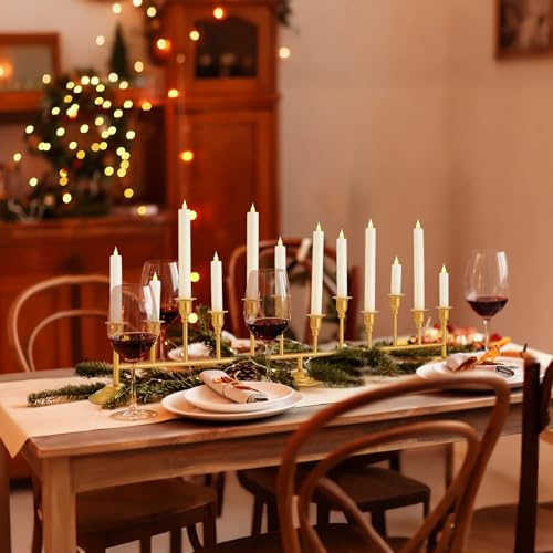 Chengu Gold 12 Arm Candelabra Vintage Candle Holders Centerpiece 30 x 7 Inches