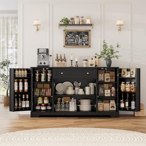 54-Inch Kitchen Buffet Cabinet with Storage, Coffee Bar & Adjustable Shelves