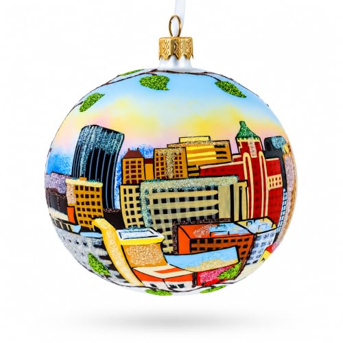 BestPysanky 4-Inch Hand-Painted Glass Christmas Ornament - El Paso, Texas