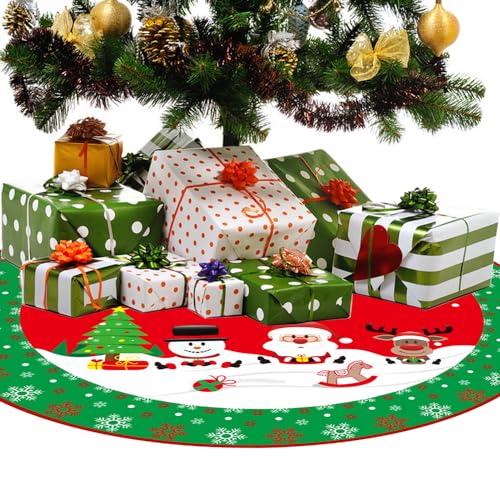 Large Christmas Tree Skirt 48 Inch with Red & Green Holiday Pattern, Easy Install & Washable