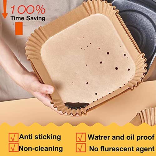 Disposable 9-Inch Square Air Fryer Parchment Paper Liners (125 Count)