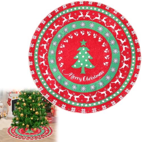 Heavy Duty Christmas Tree Stand Mat 31 Inch Floor Protector with Festive Design